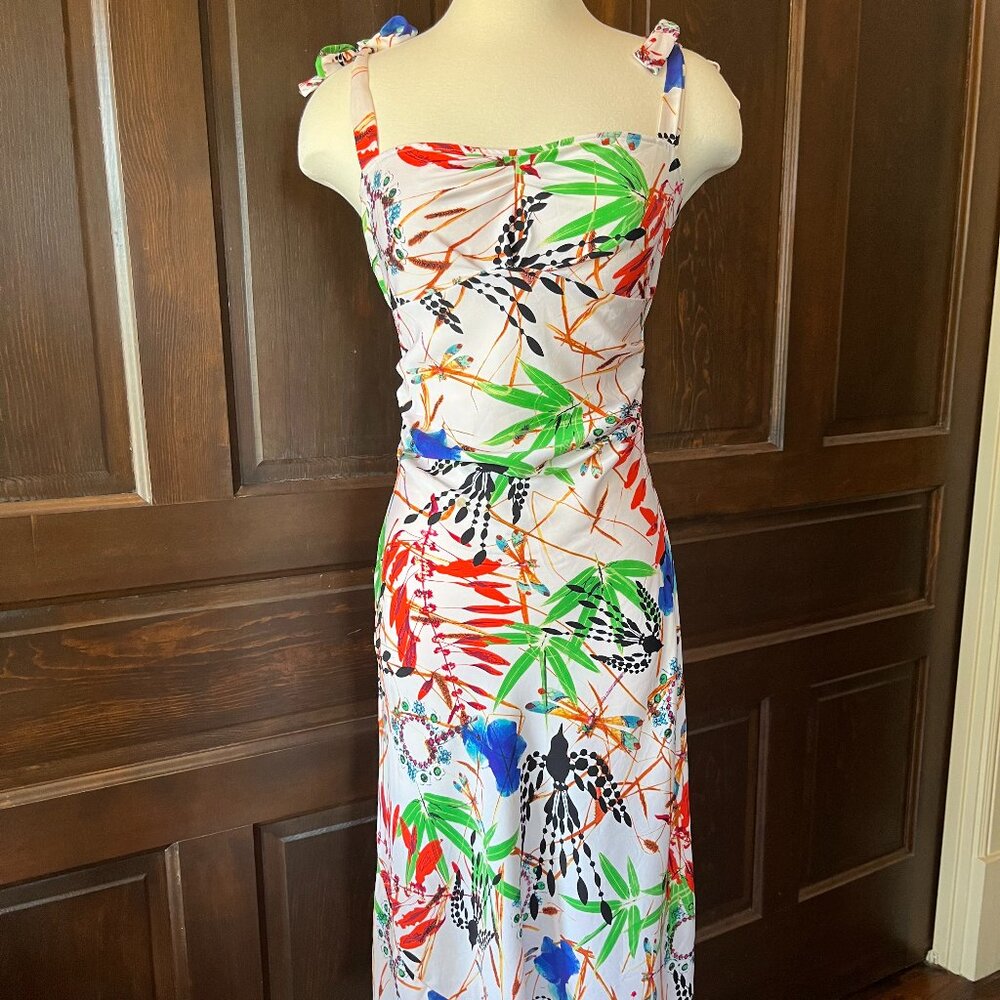 Diane von Furstenberg Dress Silk Blend Dragonfly Bird Floral Multicolor Size 6 - Picture 3 of 15
